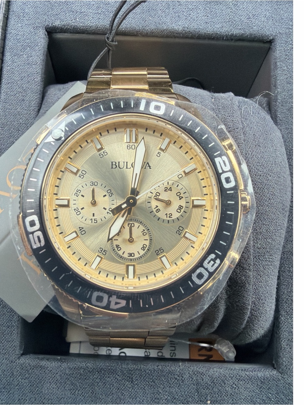 NWT Bulova Men’s Gold-Tone Chronograph Watch Marine Star Style w/ Box - Picture 2 of 2